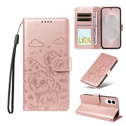Embossed Heart Dog RFID Blocking Wallet Leather Phone Case