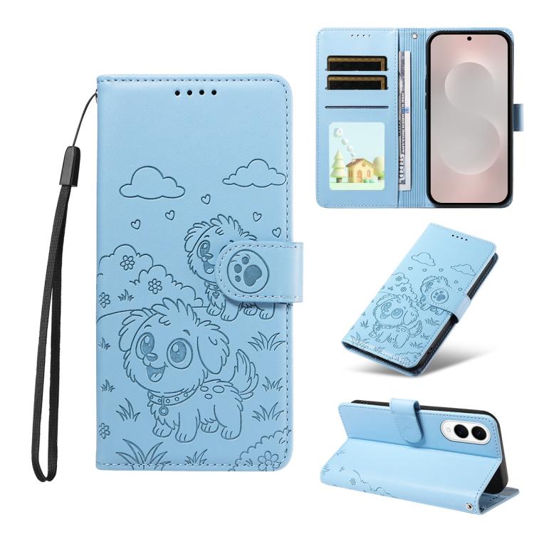 Embossed Heart Dog RFID Blocking Wallet Leather Phone Case