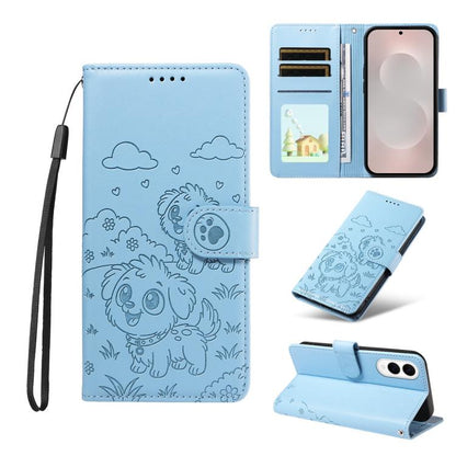 Embossed Heart Dog RFID Blocking Wallet Leather Phone Case