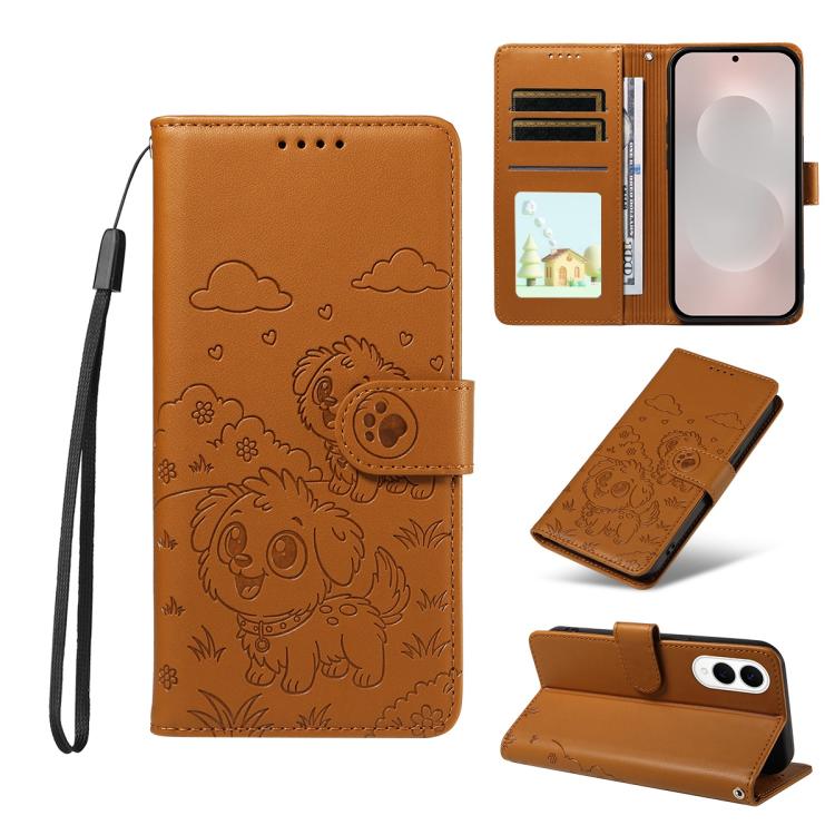 Embossed Heart Dog RFID Blocking Wallet Leather Phone Case