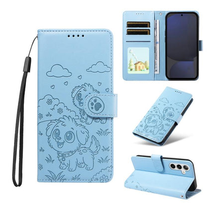Embossed Heart Dog RFID Blocking Wallet Leather Phone Case