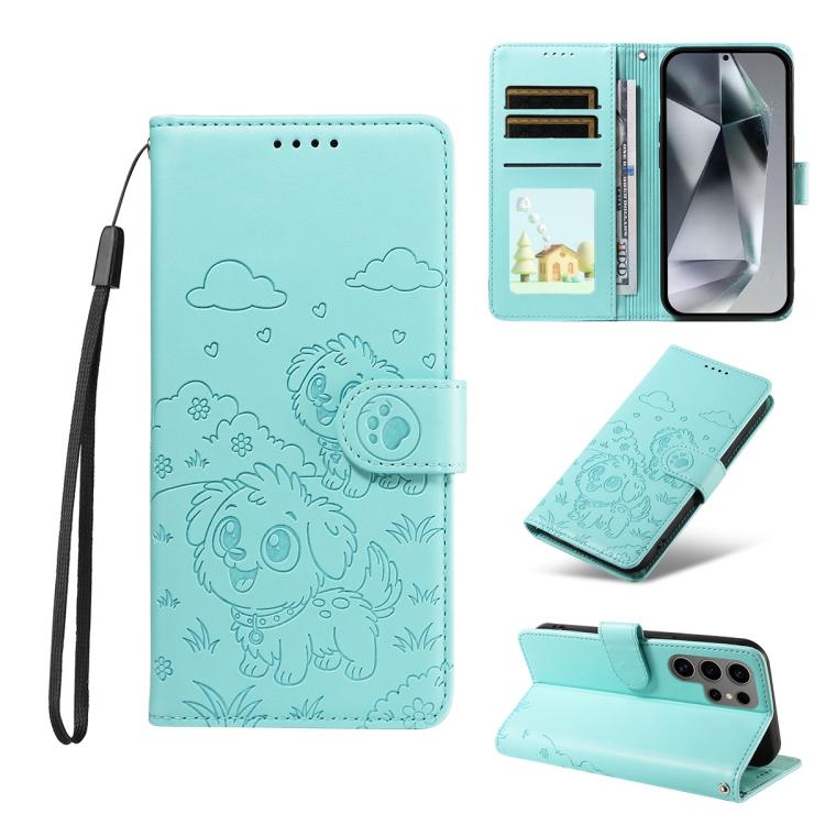 Embossed Heart Dog RFID Blocking Wallet Leather Phone Case