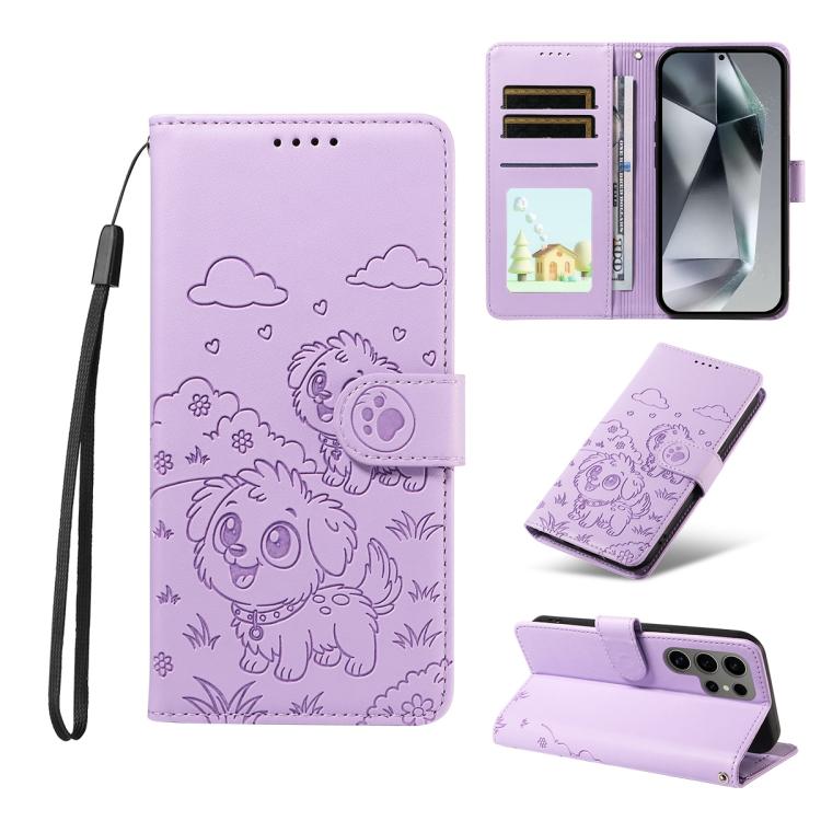Embossed Heart Dog RFID Blocking Wallet Leather Phone Case