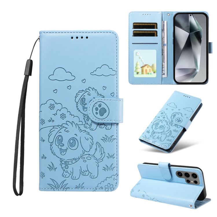 Embossed Heart Dog RFID Blocking Wallet Leather Phone Case