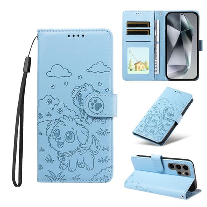 Embossed Heart Dog RFID Blocking Wallet Leather Phone Case