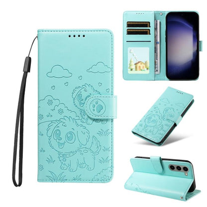 Embossed Heart Dog RFID Blocking Wallet Leather Phone Case