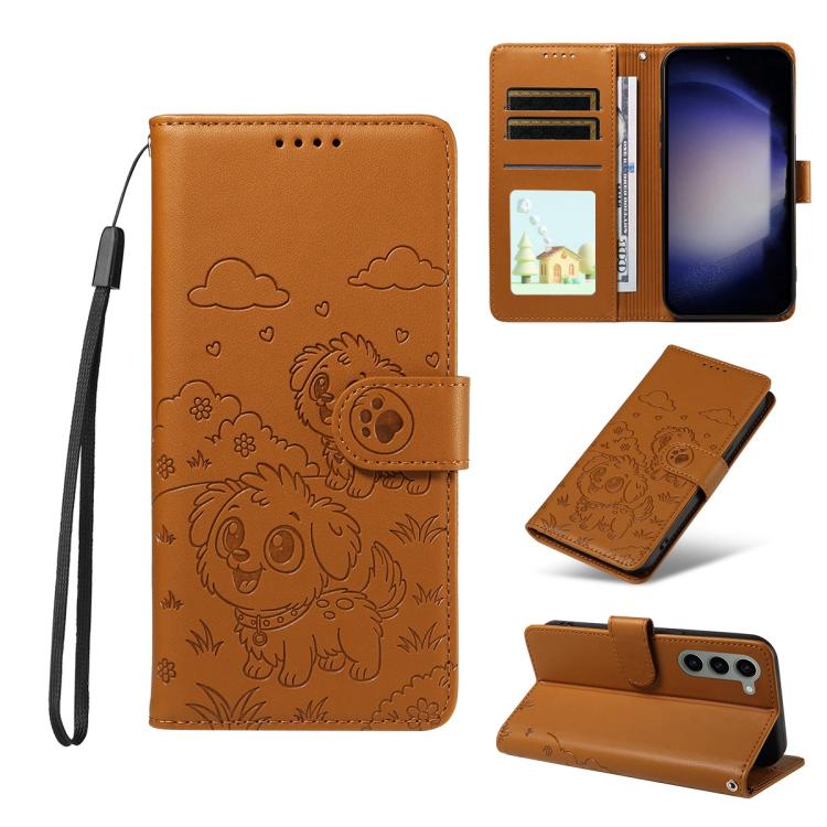 Embossed Heart Dog RFID Blocking Wallet Leather Phone Case