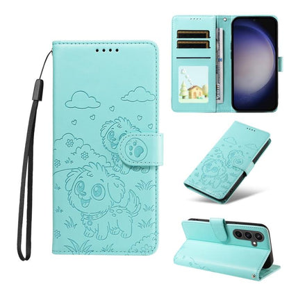 Embossed Heart Dog RFID Blocking Wallet Leather Phone Case