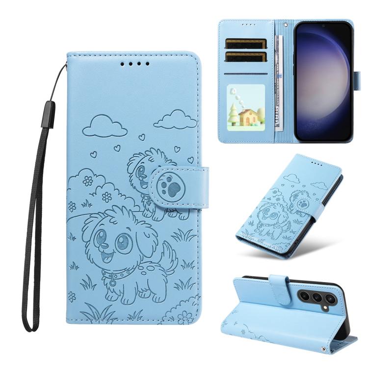 Embossed Heart Dog RFID Blocking Wallet Leather Phone Case