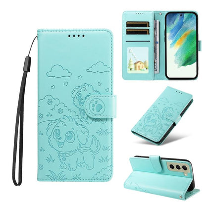 Embossed Heart Dog RFID Blocking Wallet Leather Phone Case