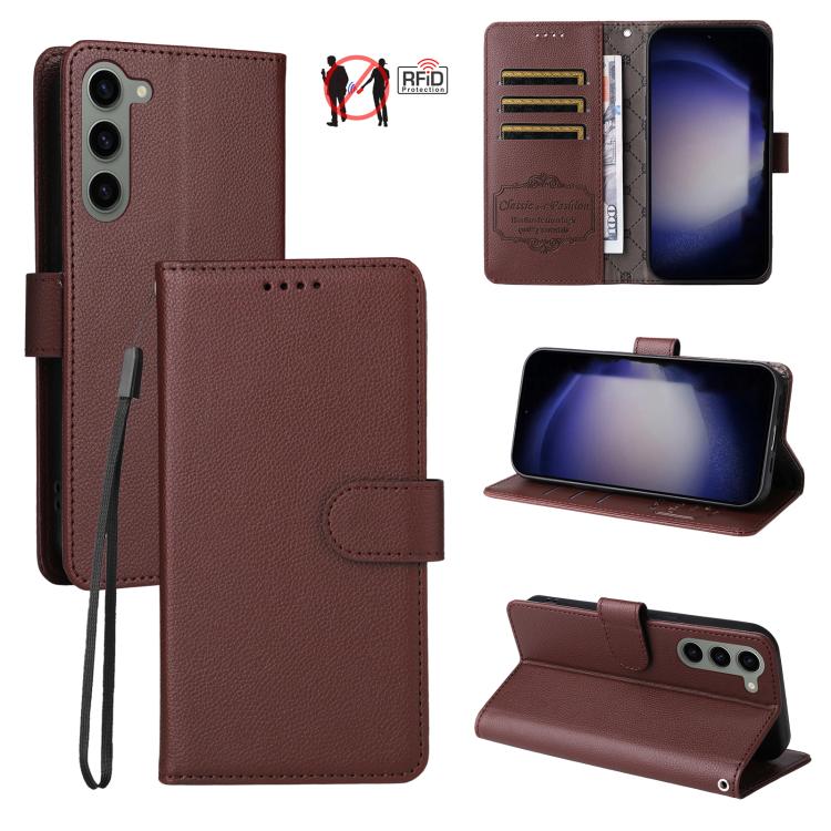 Litchi Texture RFID Blocking 3-Card Wallet Leather Phone Case