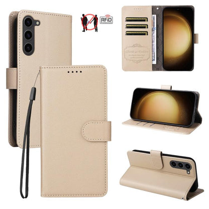 Litchi Texture RFID Blocking 3-Card Wallet Leather Phone Case