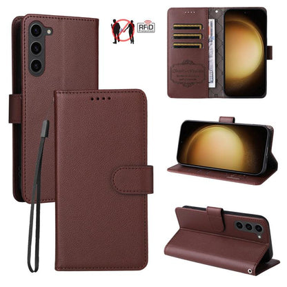Litchi Texture RFID Blocking 3-Card Wallet Leather Phone Case