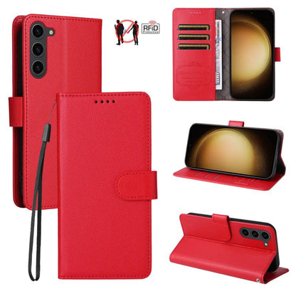 Litchi Texture RFID Blocking 3-Card Wallet Leather Phone Case