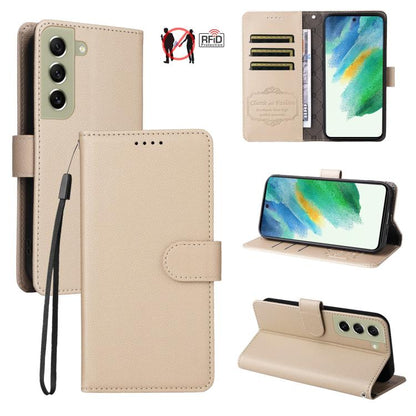 Litchi Texture RFID Blocking 3-Card Wallet Leather Phone Case