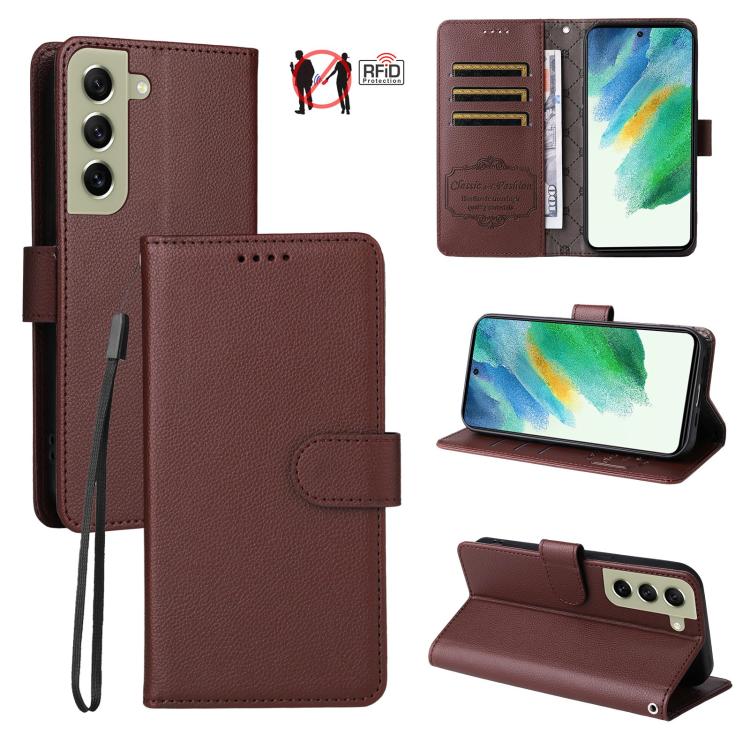 Litchi Texture RFID Blocking 3-Card Wallet Leather Phone Case