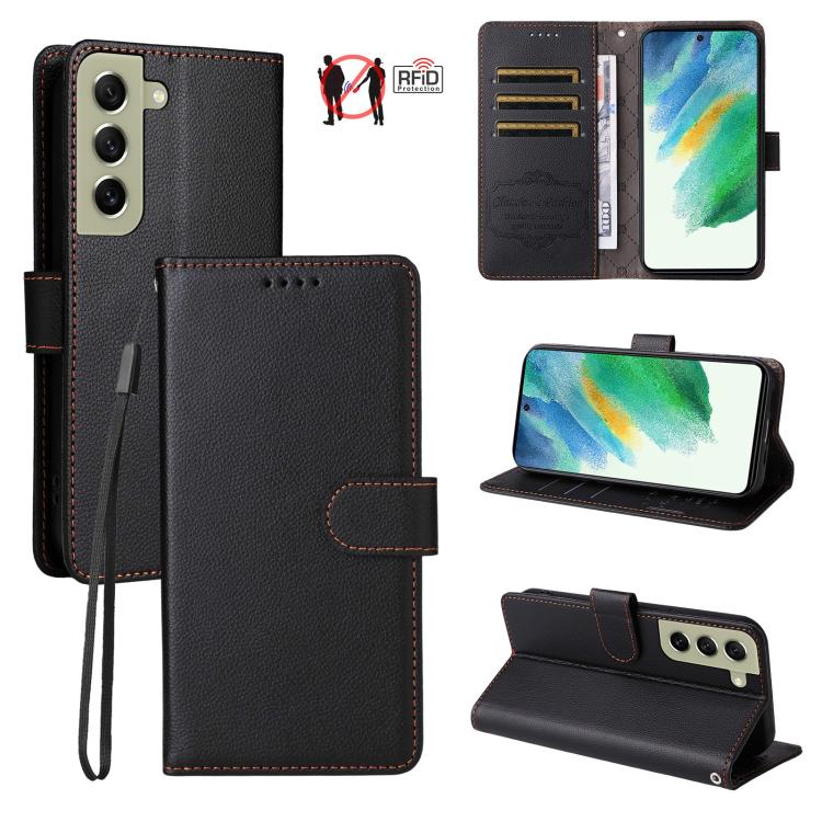 Litchi Texture RFID Blocking 3-Card Wallet Leather Phone Case