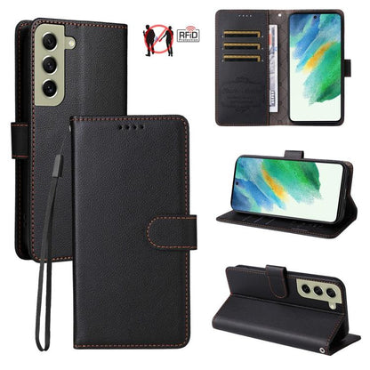 Litchi Texture RFID Blocking 3-Card Wallet Leather Phone Case