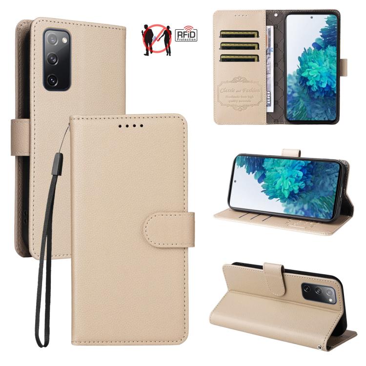 Litchi Texture RFID Blocking 3-Card Wallet Leather Phone Case