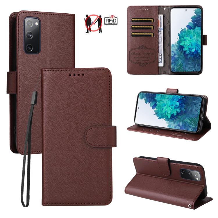 Litchi Texture RFID Blocking 3-Card Wallet Leather Phone Case