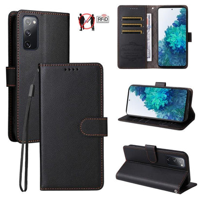 Litchi Texture RFID Blocking 3-Card Wallet Leather Phone Case