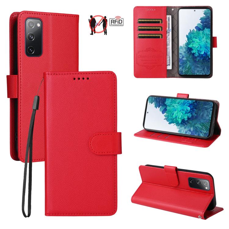 Litchi Texture RFID Blocking 3-Card Wallet Leather Phone Case