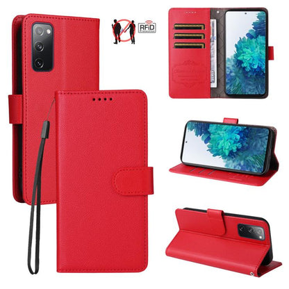 Litchi Texture RFID Blocking 3-Card Wallet Leather Phone Case