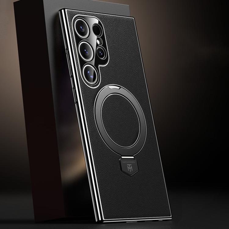 Plain Leather MagSafe Holder Phone Case