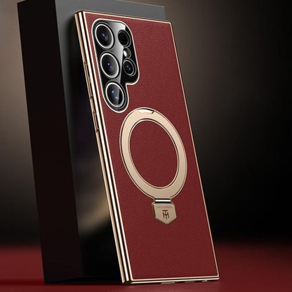 Plain Leather MagSafe Holder Phone Case