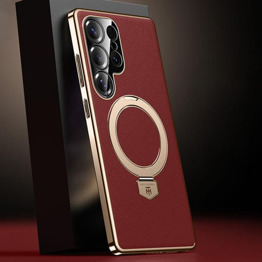 Plain Leather MagSafe Holder Phone Case