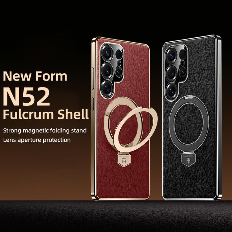 Plain Leather MagSafe Holder Phone Case