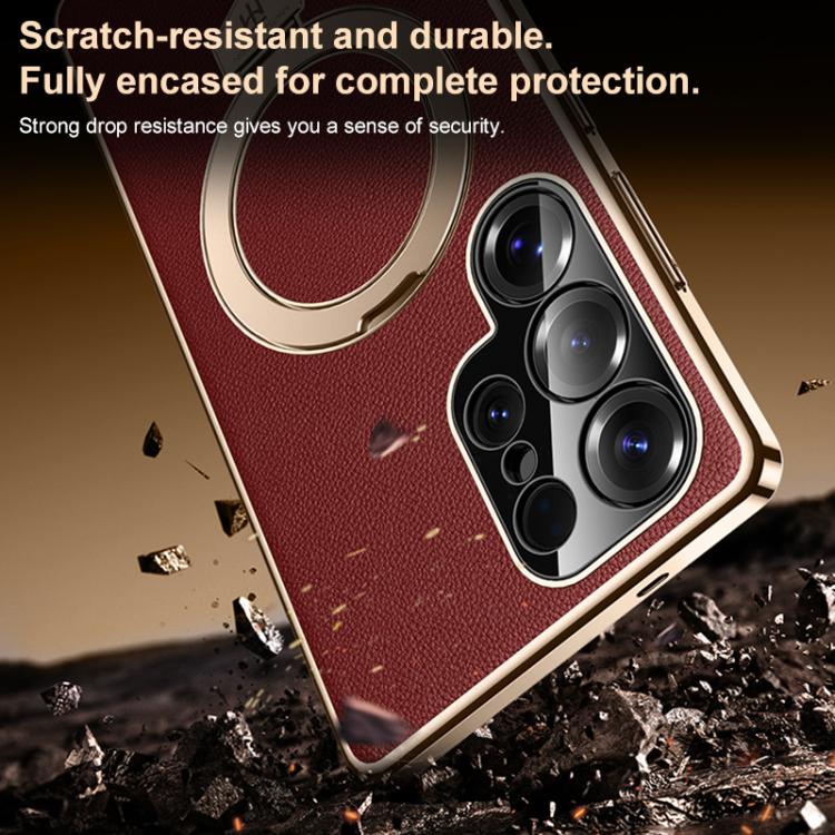 Plain Leather MagSafe Holder Phone Case