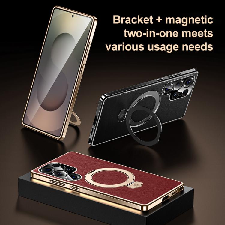 Plain Leather MagSafe Holder Phone Case