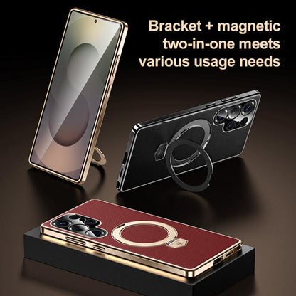 Plain Leather MagSafe Holder Phone Case