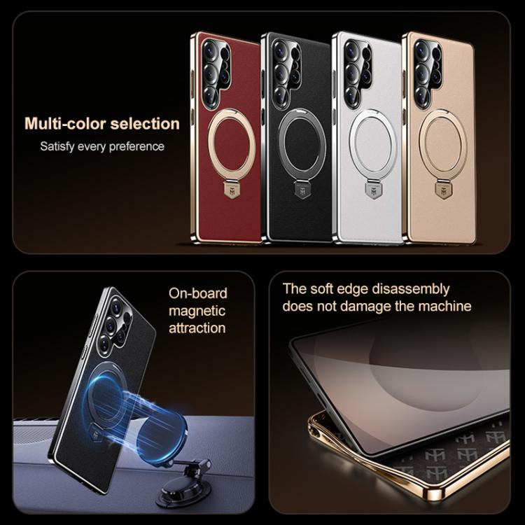 Plain Leather MagSafe Holder Phone Case