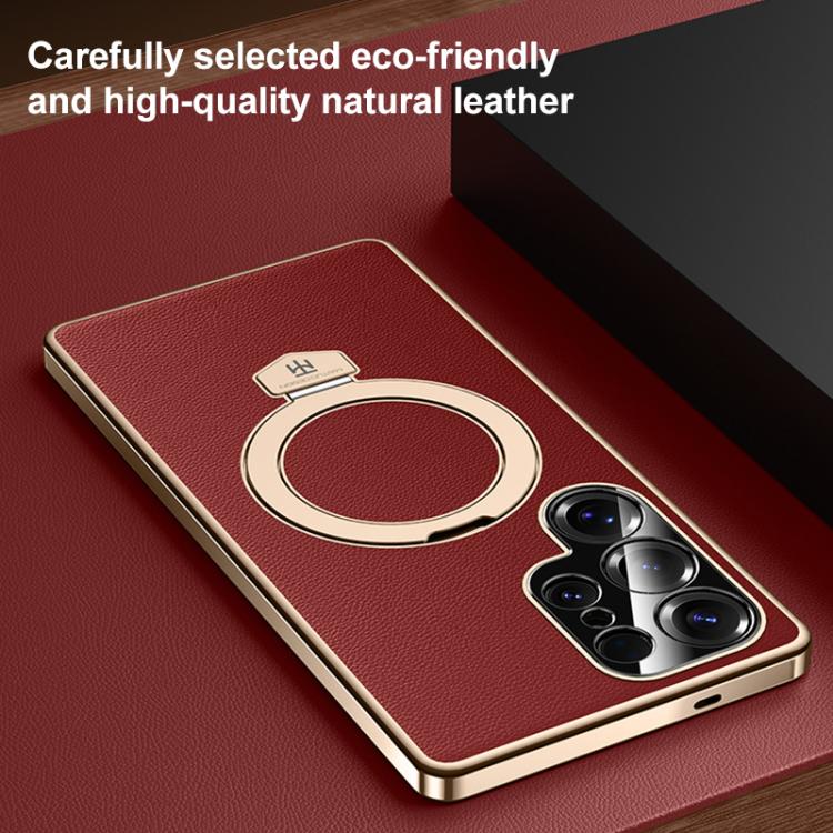 Plain Leather MagSafe Holder Phone Case