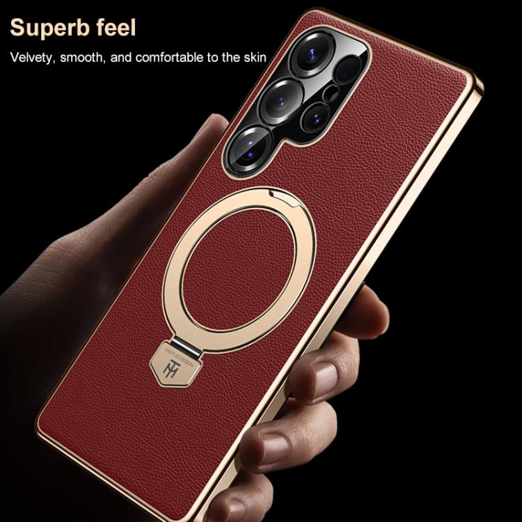 Plain Leather MagSafe Holder Phone Case