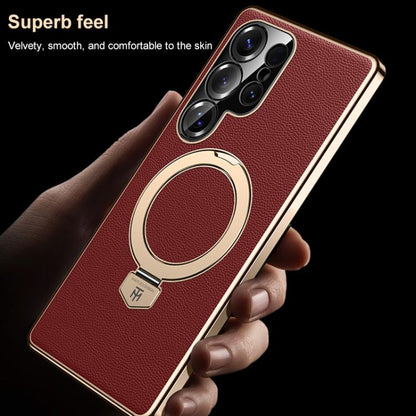 Plain Leather MagSafe Holder Phone Case