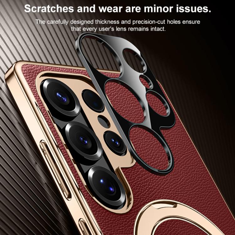 Plain Leather MagSafe Holder Phone Case