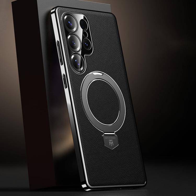 Plain Leather MagSafe Holder Phone Case