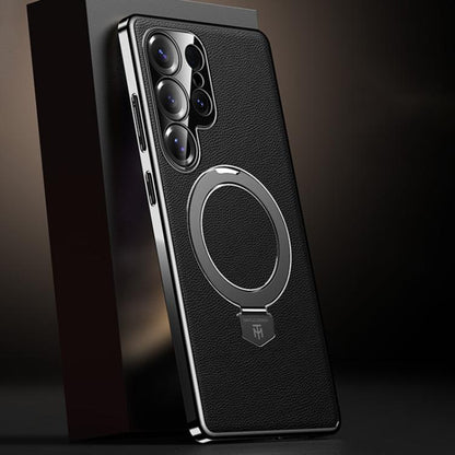 Plain Leather MagSafe Holder Phone Case