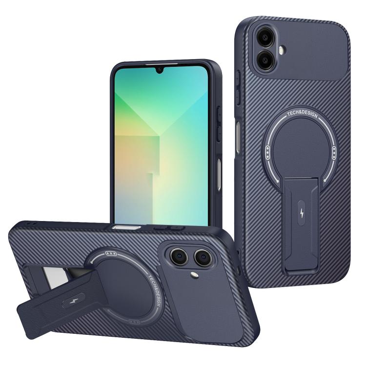 Carbon Fiber Texture MagSafe Phone Case with Holder