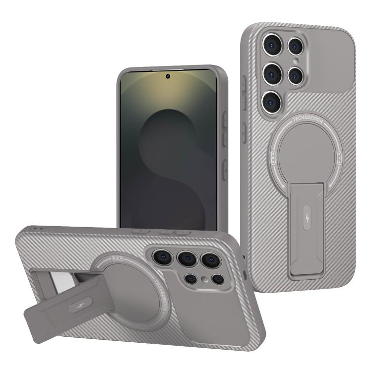 Carbon Fiber Texture MagSafe Phone Case with Holder