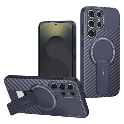 Carbon Fiber Texture MagSafe Phone Case with Holder