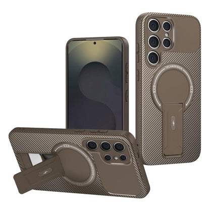 Carbon Fiber Texture MagSafe Phone Case with Holder