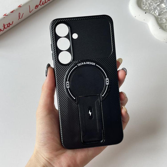 Carbon Fiber Texture MagSafe Phone Case with Holder