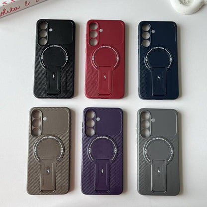 Carbon Fiber Texture MagSafe Phone Case with Holder