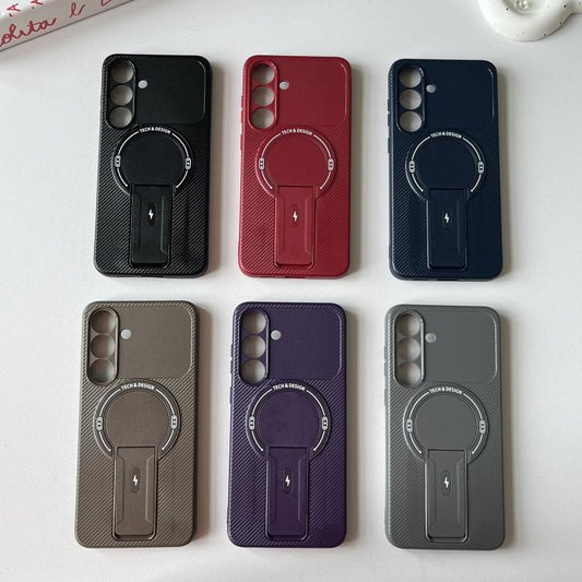 Carbon Fiber Texture MagSafe Phone Case with Holder