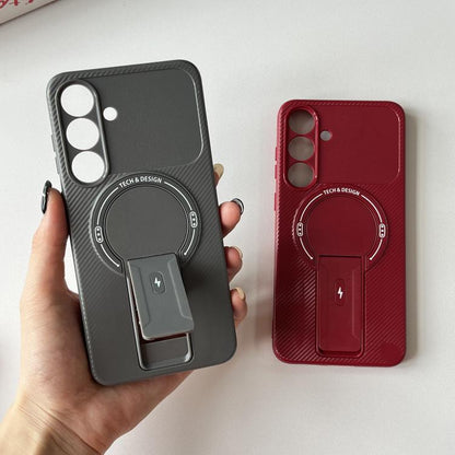 Carbon Fiber Texture MagSafe Phone Case with Holder