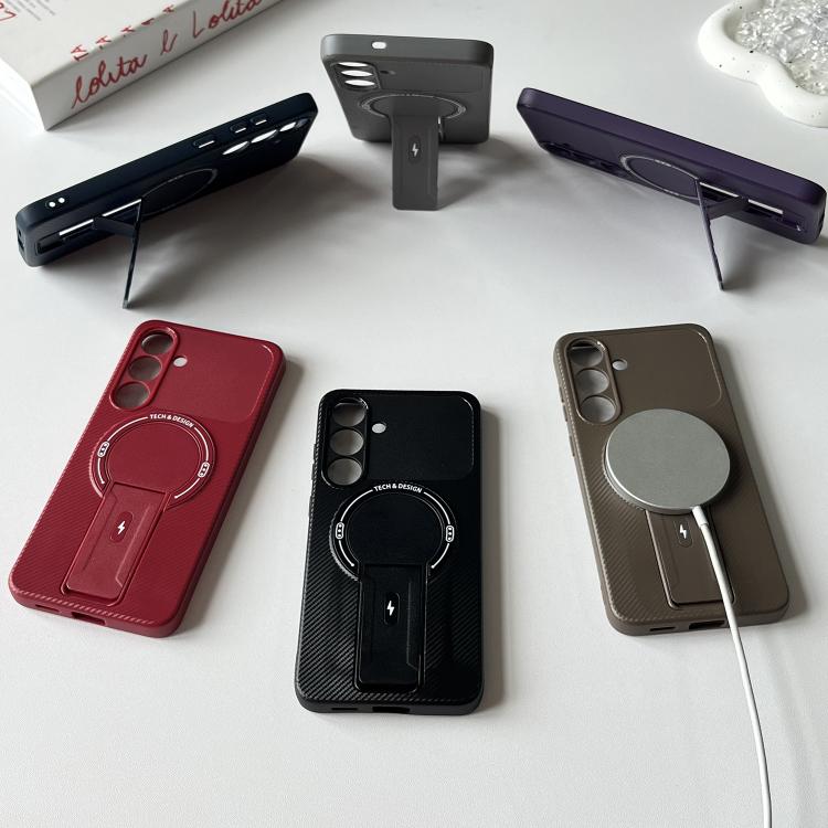 Carbon Fiber Texture MagSafe Phone Case with Holder